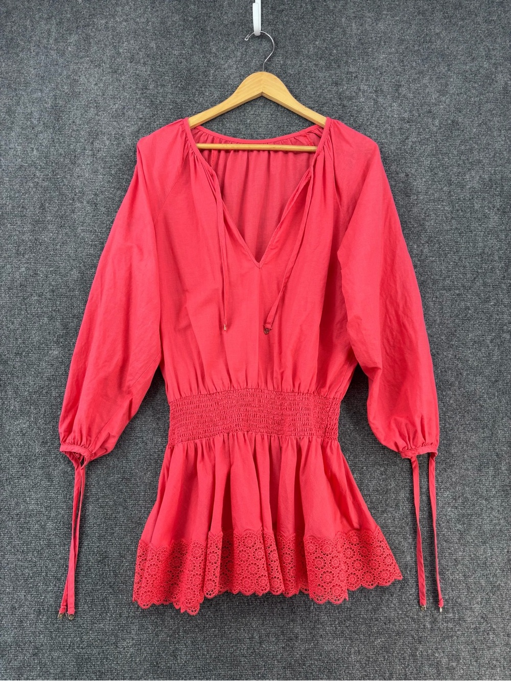 Victoria’s Secret Beachwear Pink Island Linen Lace Trim Dress Size S Vacation